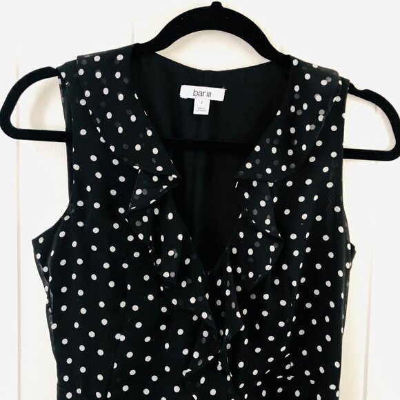 Bar III Black Polka Dot Wrap Dress with Modesty Hook & Eye Closure - Picture 4 of 13